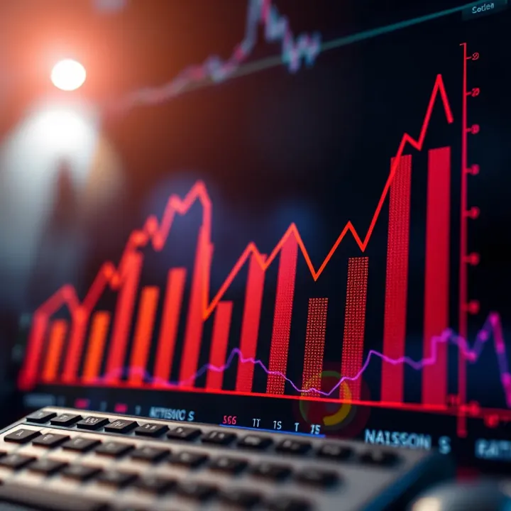 Graph illustrating market growth and financial trends in technology sector