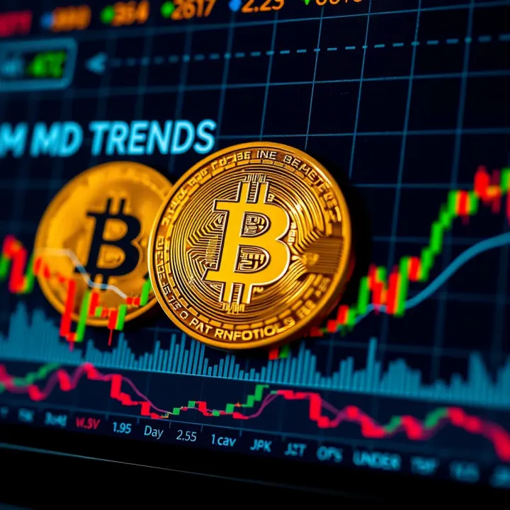 Graph showing Bitcoin price fluctuations over recent weeks with trend lines and market indicators