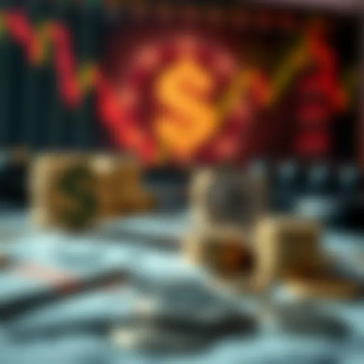 Financial symbols representing currency and wealth accumulation