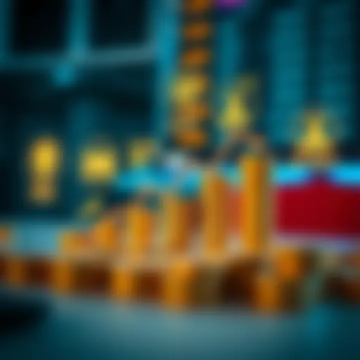 Conceptual illustration of financial growth with icons representing regulation, diverse assets, and customer support
