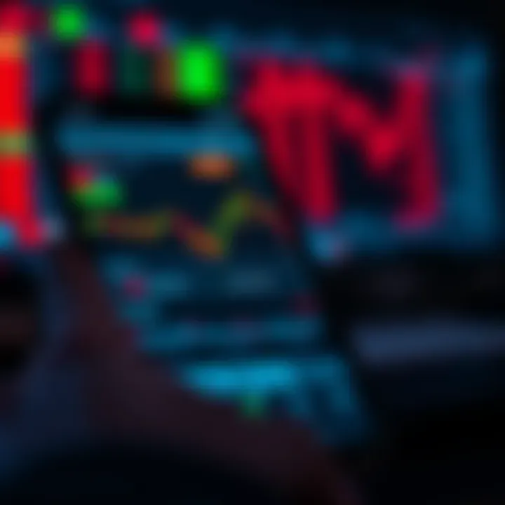 Binary Trading App Interface Demonstrating Market Trends Interface of a binary trading application showing market trends and trading options on a mobile device