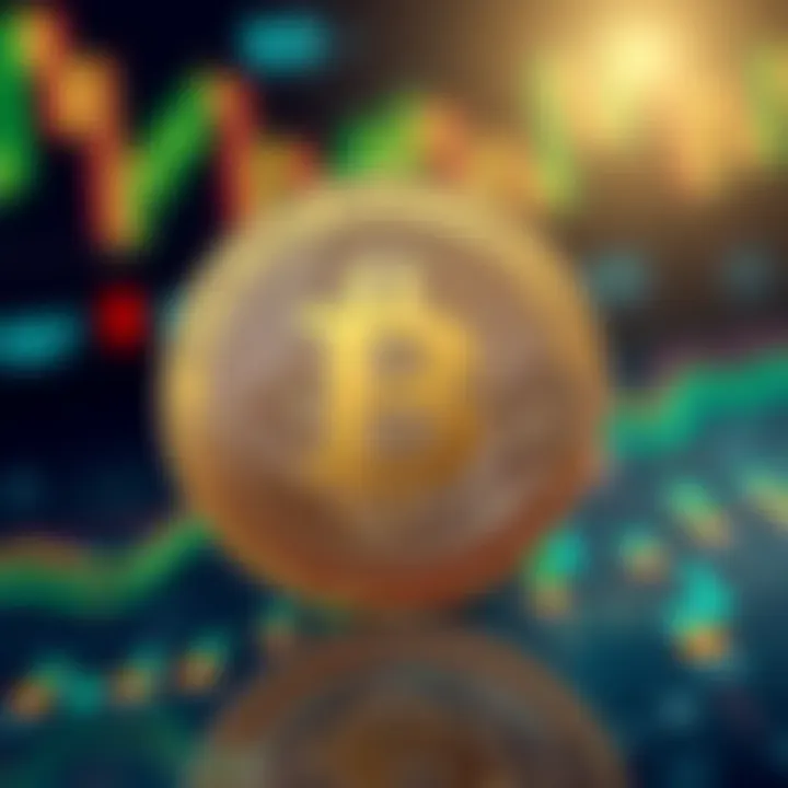 Illustration of Bitcoin Cash coin with digital data and blockchain elements in the background
