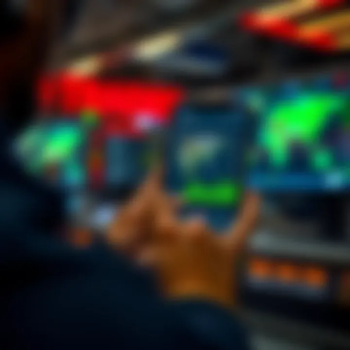User navigating a mobile app interface showcasing diverse global stock market options