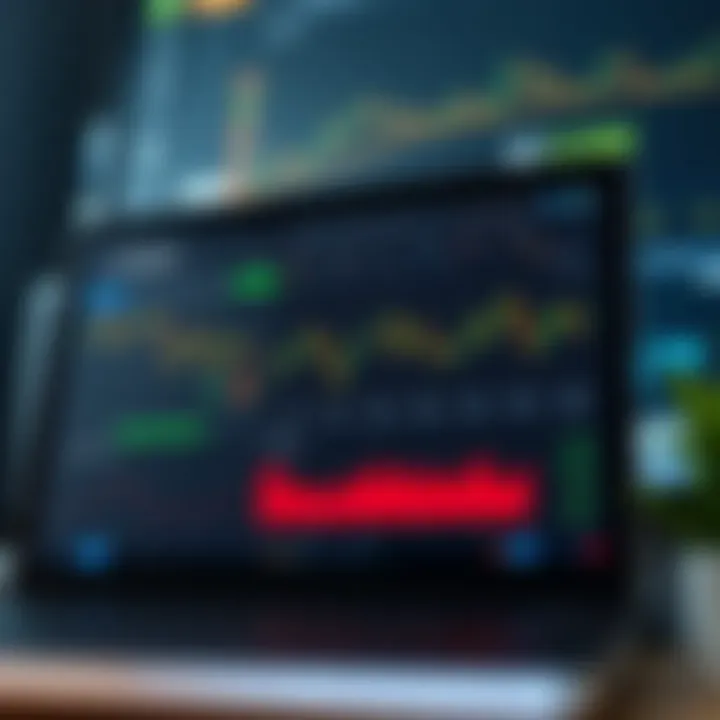 Dashboard showing various features of an online trading platform with charts and account overview