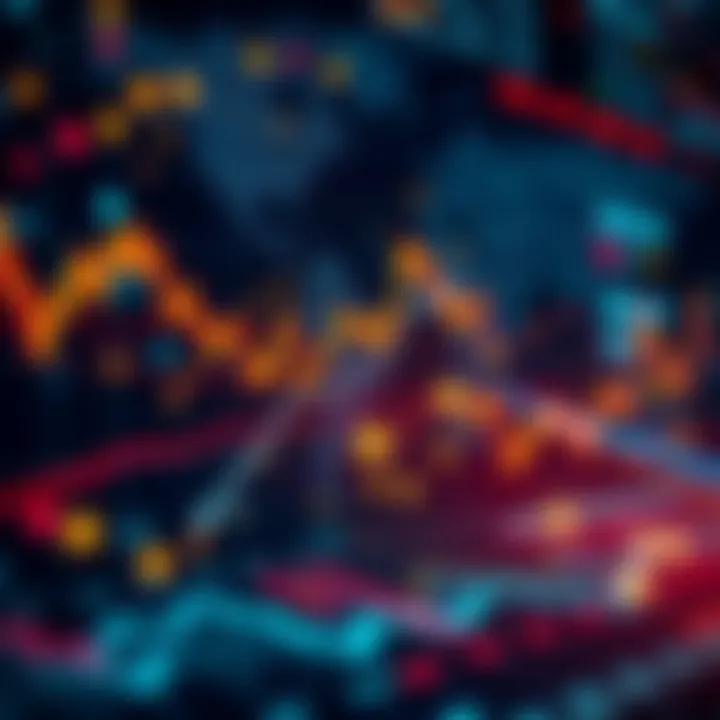 Abstract visualization of global financial markets with interconnected data points and graphs representing economic trends