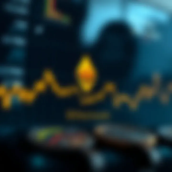 Graph showing upward and downward trends in Ethereum cryptocurrency value over time