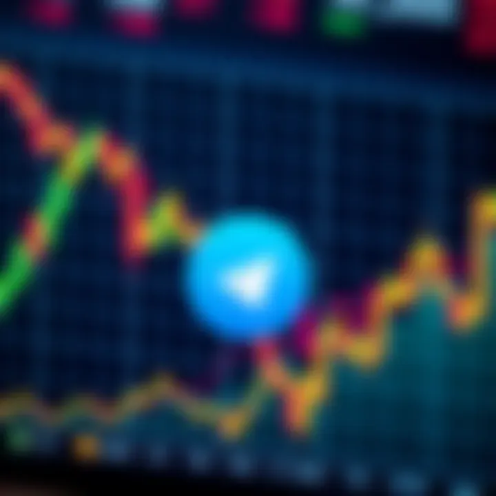 Graph showing upward trend with Telegram logo symbolizing market updates