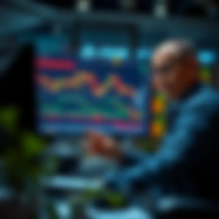 Illustration depicting a trader analyzing charts and verifying credentials of an RBI-approved forex brokerage platform