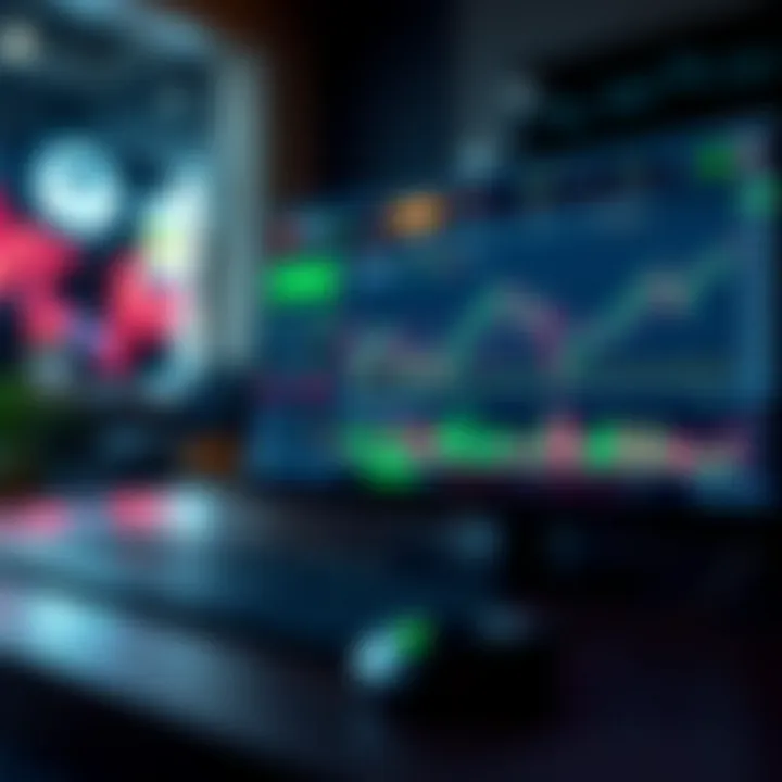 Dashboard overview showing trading assets and live market charts on an online platform