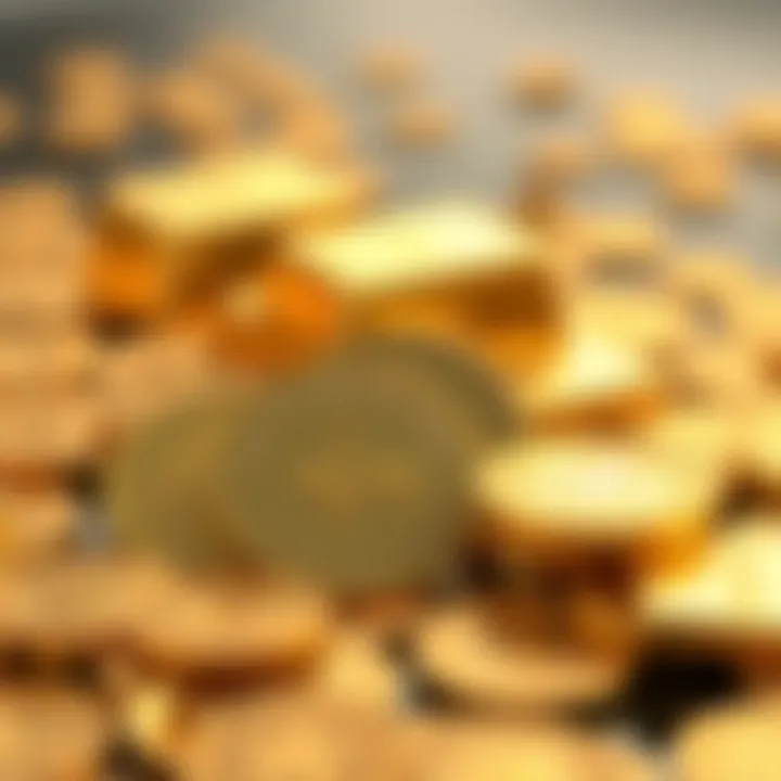 Illustration of Indian Rupee coins with gold bars representing investment in gold in India