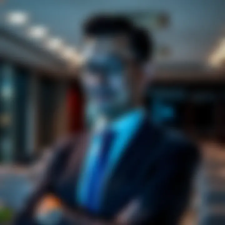 Profile of a Leading Executive in Corporate Leadership Portrait of a confident business executive in formal attire with a modern office backdrop