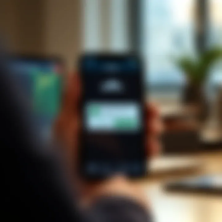 Mobile device showing Quotex app installation screen with download progress