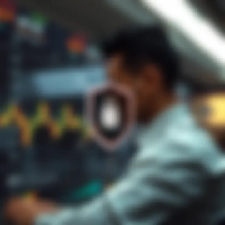 Illustration of secure online trading with shield icon representing safety measures on Quotex platform