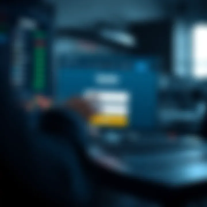 User entering credentials on a secure login page of a financial trading platform