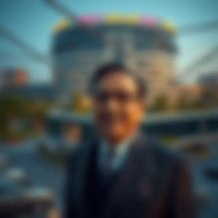 Corporate headquarters of a major Indian conglomerate with modern architecture and glass facades