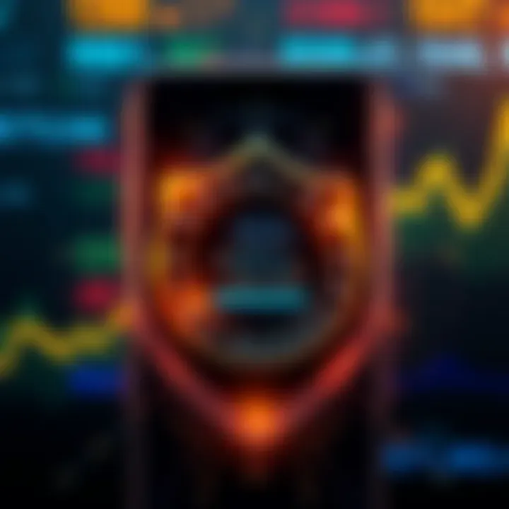 Secure digital shield symbolizing robust security features in a financial trading platform