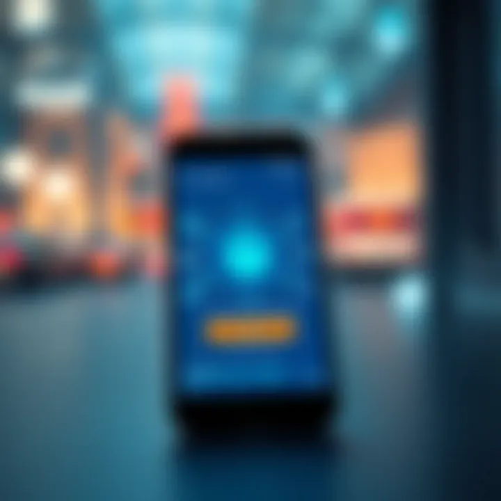 Secure login screen on a smartphone with financial icons representing security and data protection