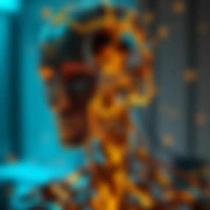 Abstract representation of artificial intelligence and creative arts merging