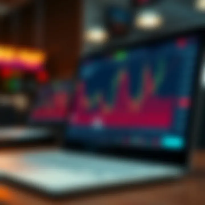 Graph showing simulated trading performance on a digital platform