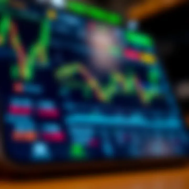 Forex Demo Trading App Interface Displaying Virtual Currency Charts Interface of a forex demo trading app showing virtual currency chart and trading options