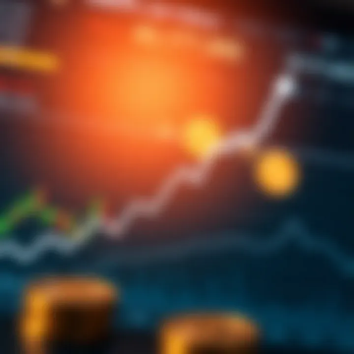 Graph showing upward trends and cryptocurrency icons representing automated trading success