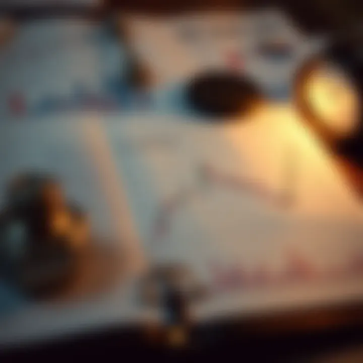 Financial documents and charts illustrating strategic career milestones