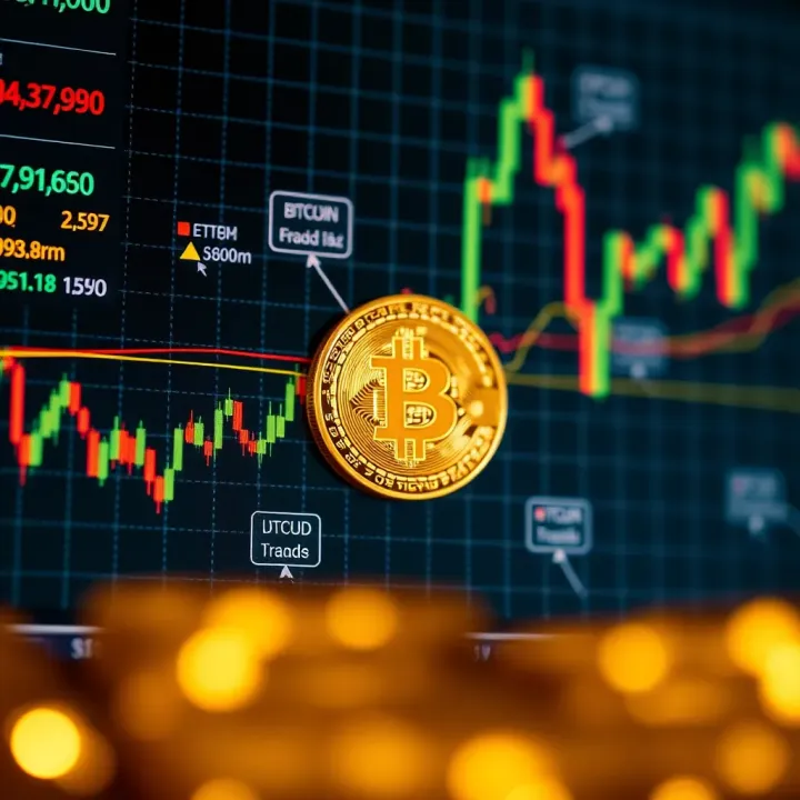 Graph depicting Bitcoin price fluctuations with key technical indicators