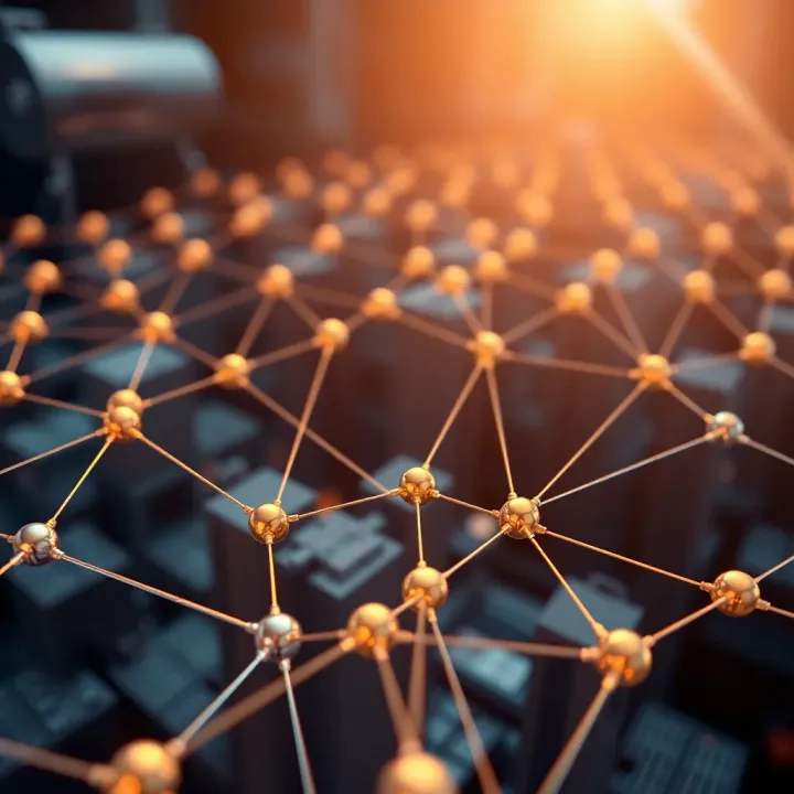 Conceptual illustration of blockchain network with interconnected nodes representing BitTorrent Chain technology