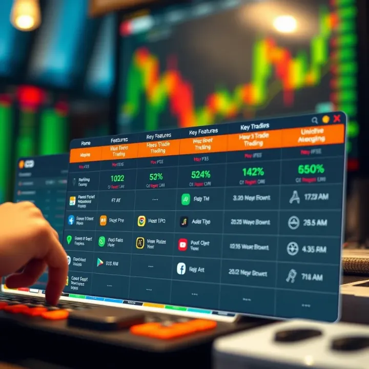 Comparison chart highlighting key features of top demo trading apps available in India