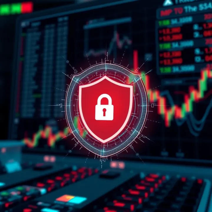 Secure digital shield symbolizing protection in online trading platforms