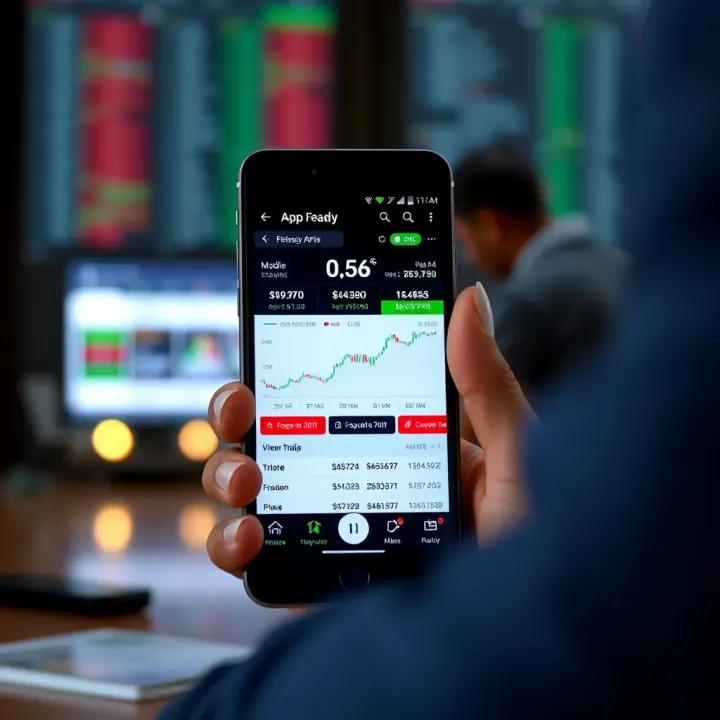 User Interface of a Secure Trading App for Indian Investors Mobile device displaying a secure and user-friendly trading app interface for Indian investors