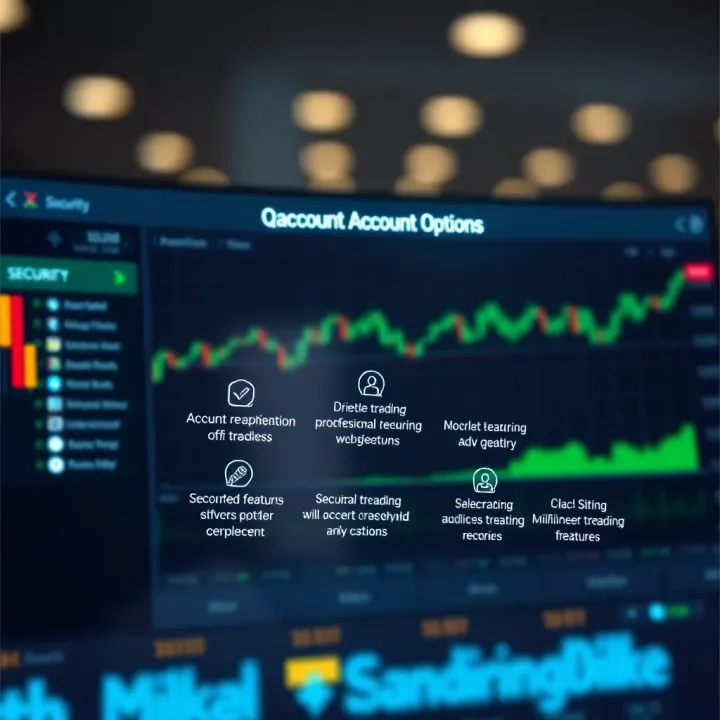 Diagram illustrating security features and account options available on Qxbroker.com trading platform