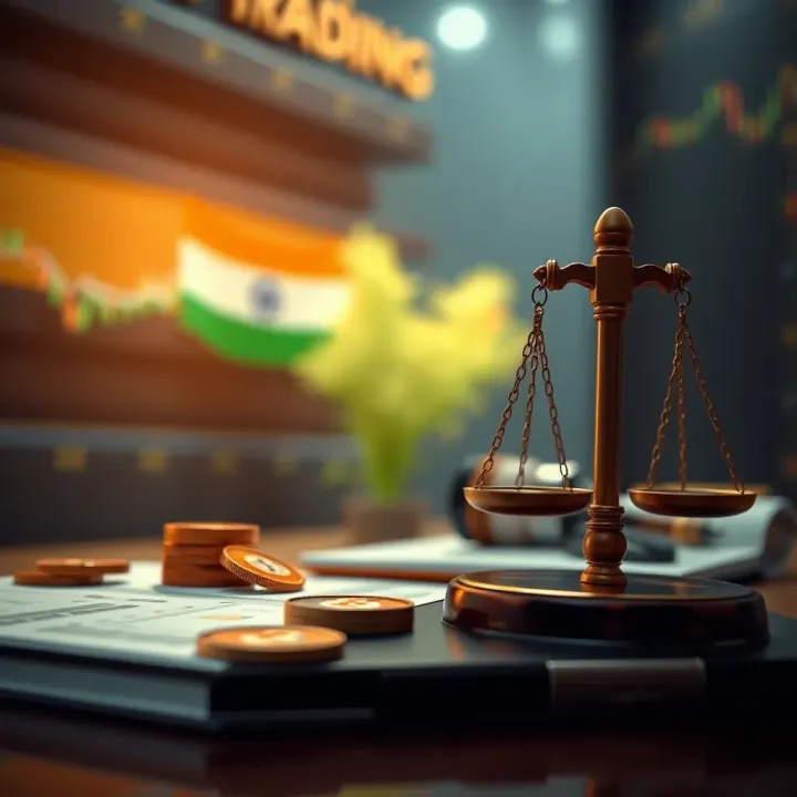 Illustration showing the Indian legal framework related to cryptocurrency trading and regulations