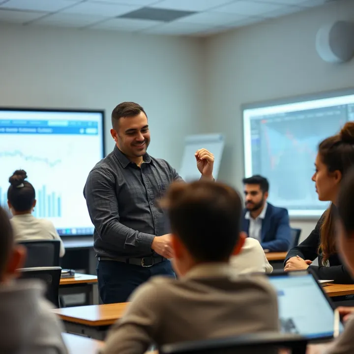 Ramzi Musallam engaging with a classroom of attentive students using interactive teaching tools