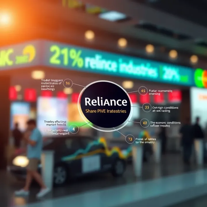 Key Influences on Reliance Industries Share Performance Infographic illustrating key factors affecting Reliance stock including market trends, economic conditions, and sector performance