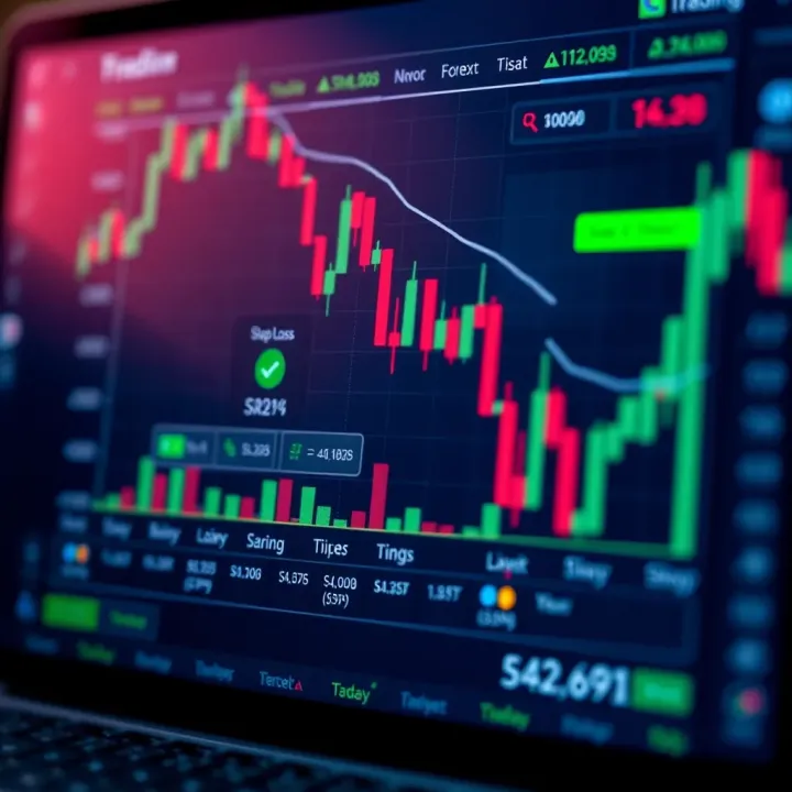 Essential Risk Management Features in Forex Trading Apps Graph highlighting risk management tools like stop loss and take profit settings on a forex platform