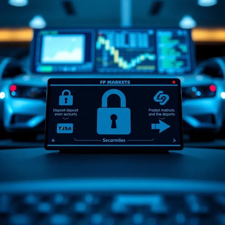 Secure online transaction concept showing multiple deposit methods for FP Markets trading accounts