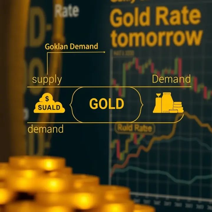 Supply and Demand Dynamics Shaping Gold Prices in India Diagram illustrating supply and demand factors affecting the gold rate in the Indian market