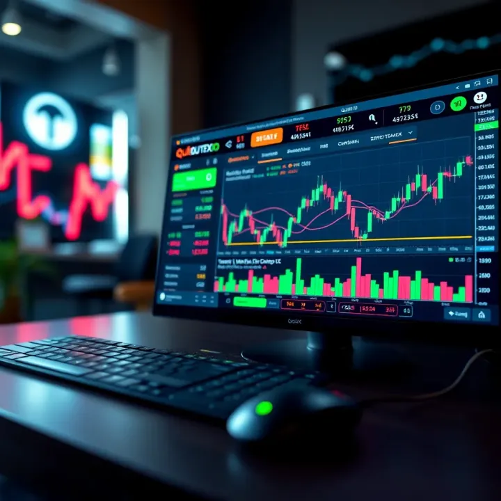 Dashboard overview showing trading assets and live market charts on an online platform