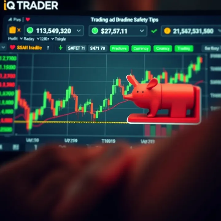 Graph showing stock, commodity, and currency trading trends with safety and profit tips