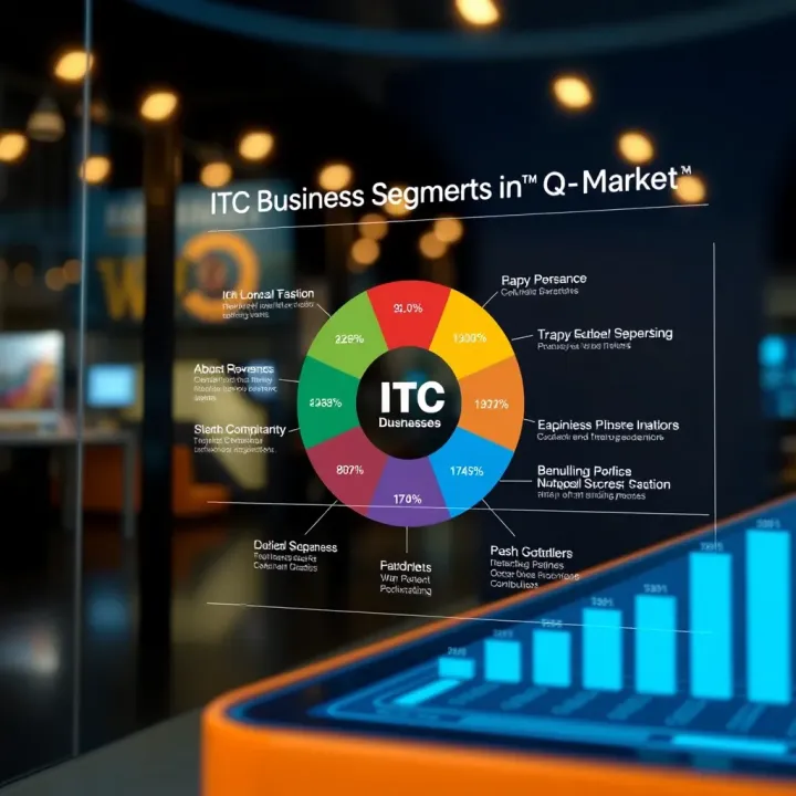 Diagram illustrating ITC's diverse business segments and their contribution to overall revenue and market position