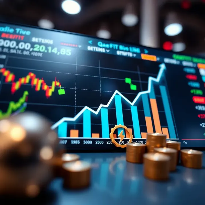 Graph showing benefits of using deposit bonuses with symbols of growth and trading analytics