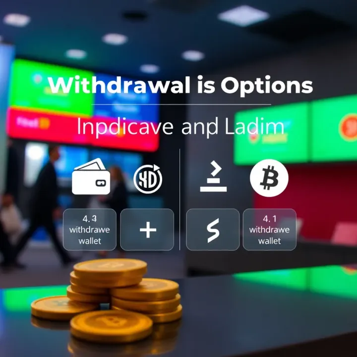 Graphic showing digital wallet and currency exchange icons symbolizing withdrawal options and limits