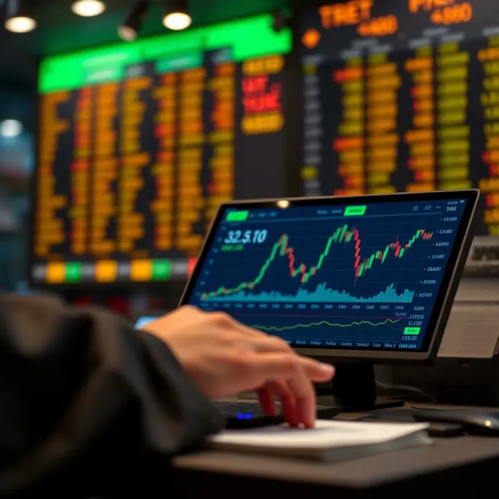 Simulated Trading Environment for Safe Stock Market Practice Illustration of risk-free practice in stock market trading through a simulated mobile app environment