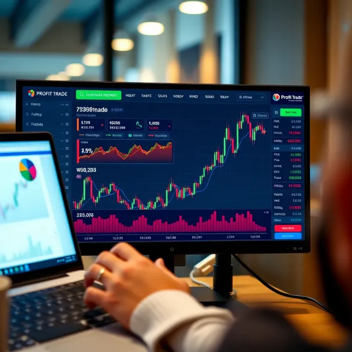 Dashboard of Profit Trade showing trading charts and account overview