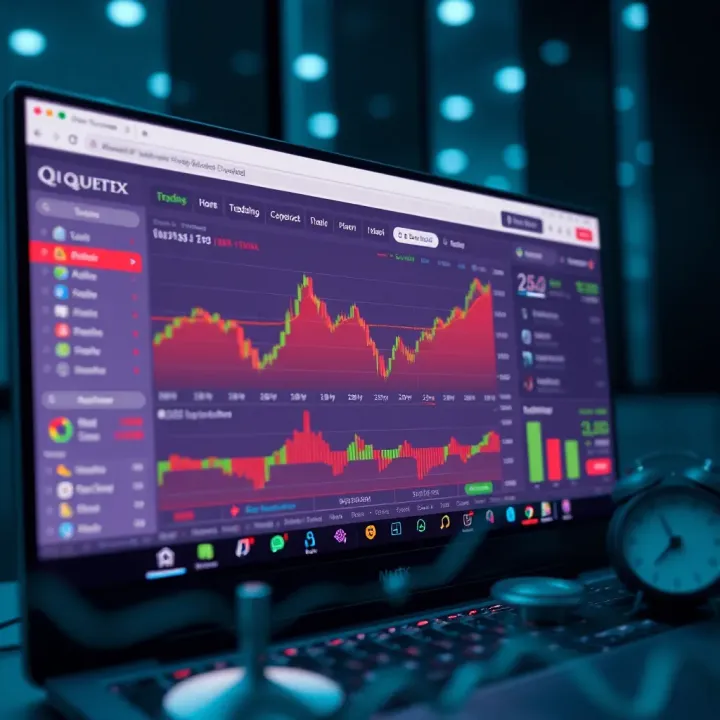 Dashboard overview showing trading options and account features on Quotex