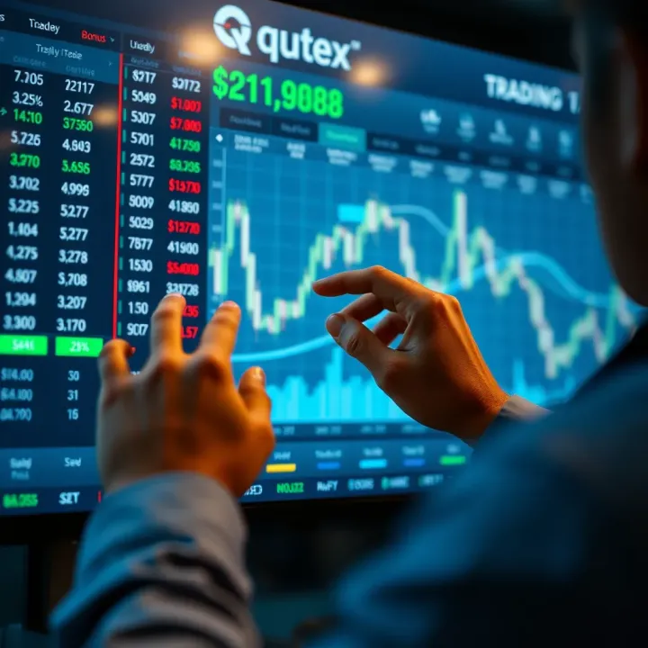 Illustration of a trader applying a bonus code on a digital trading platform interface