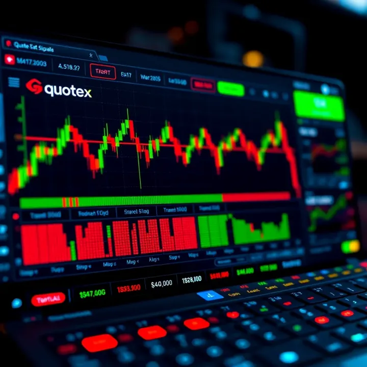 Dashboard view showing Quotex signal bot generating trade alerts on a digital trading platform