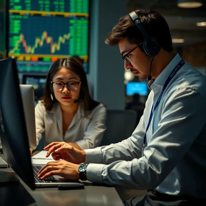 Customer support representative assisting a trader with online platform issues