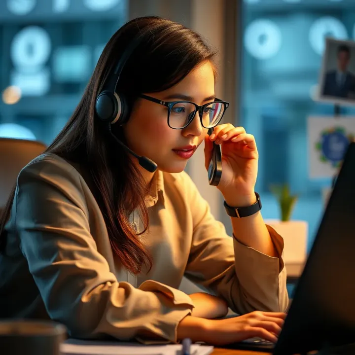 Customer service representative engaging in a phone call to provide support
